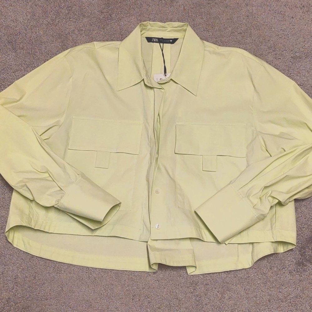 Zara Lime Utility Cropped Top